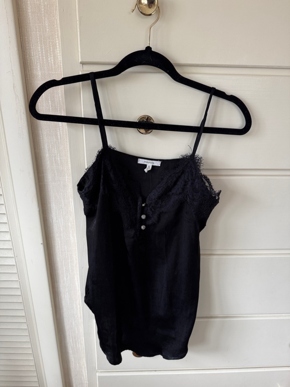Maurices Black Lace-Trim Camisole with Button Front